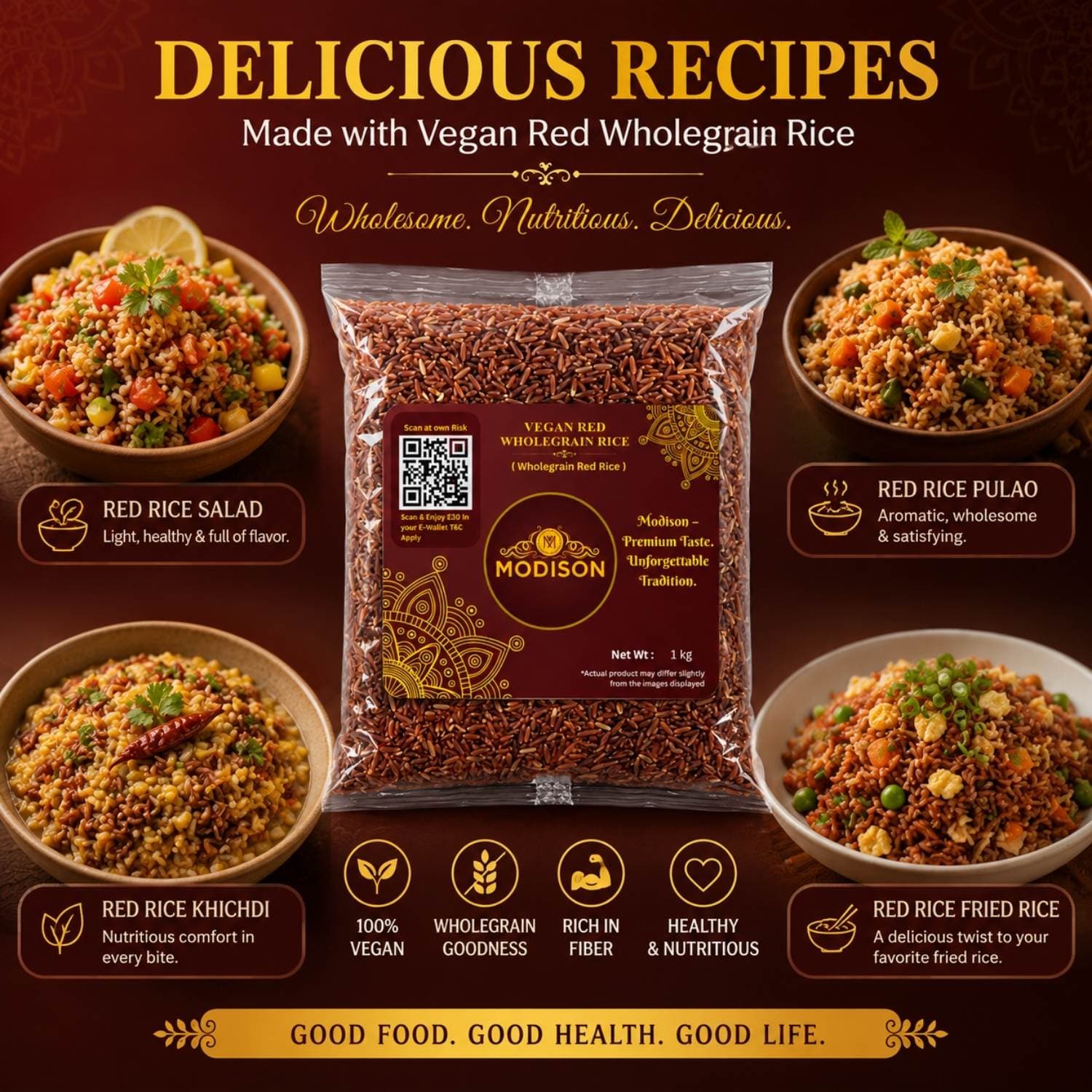 Vegan Red Wholegrain Rice by Modison, view 3