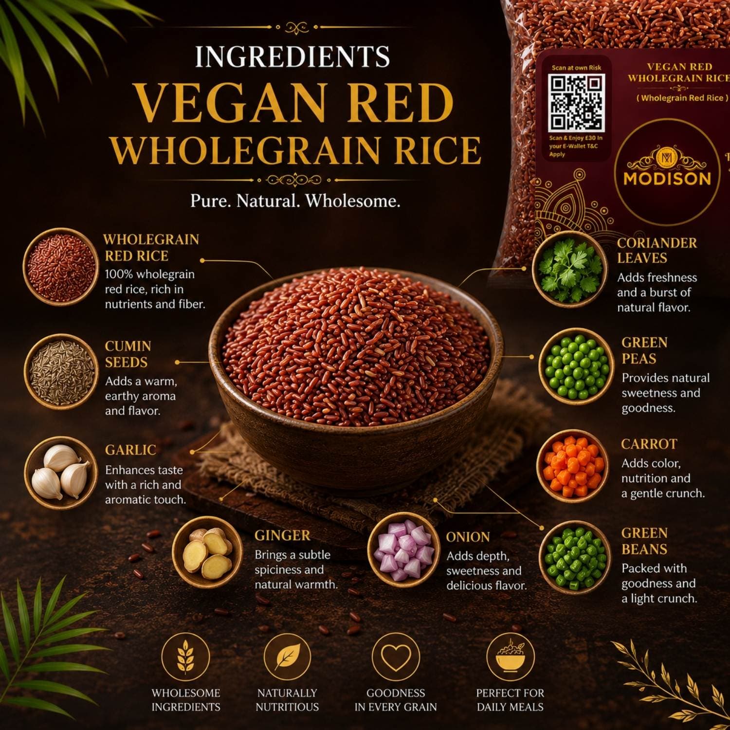 Vegan Red Wholegrain Rice by Modison, view 4