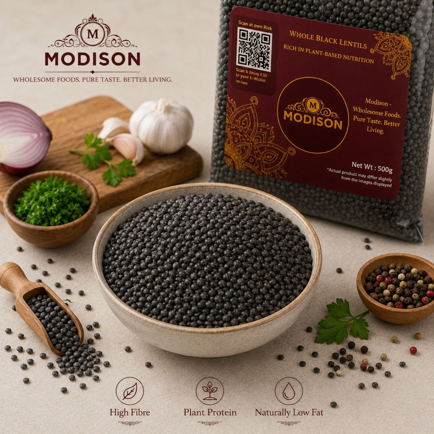 Whole Black Lentils by Modison, view 2